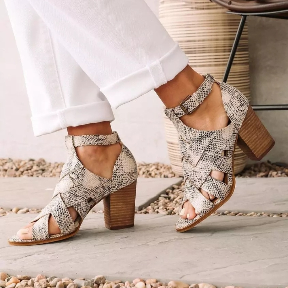 Alma Heeled Sandal Snakeskin - 8.5